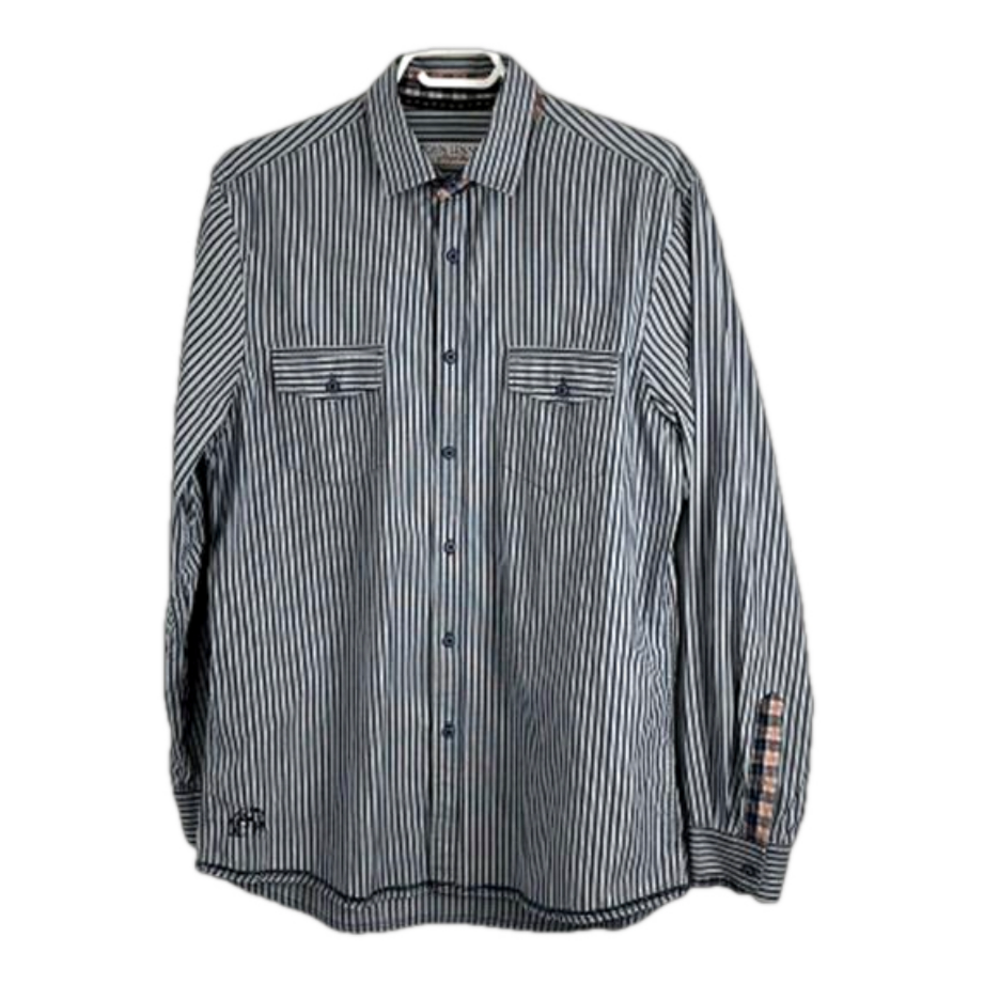 John Lennon Blue Striped Cotton Peace Shirt